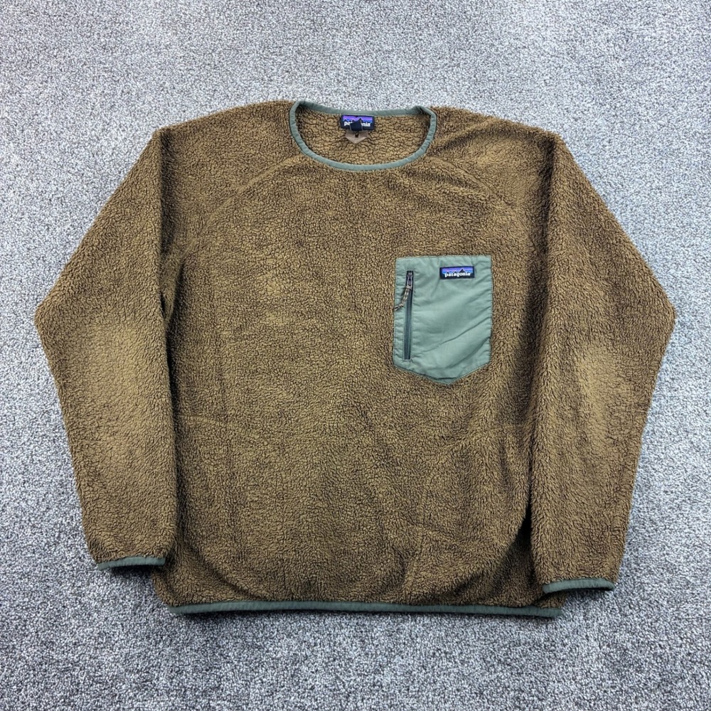 Patagonia Los Gatos Crew Fleece Mens XL Brown Polyester Pullover 25895